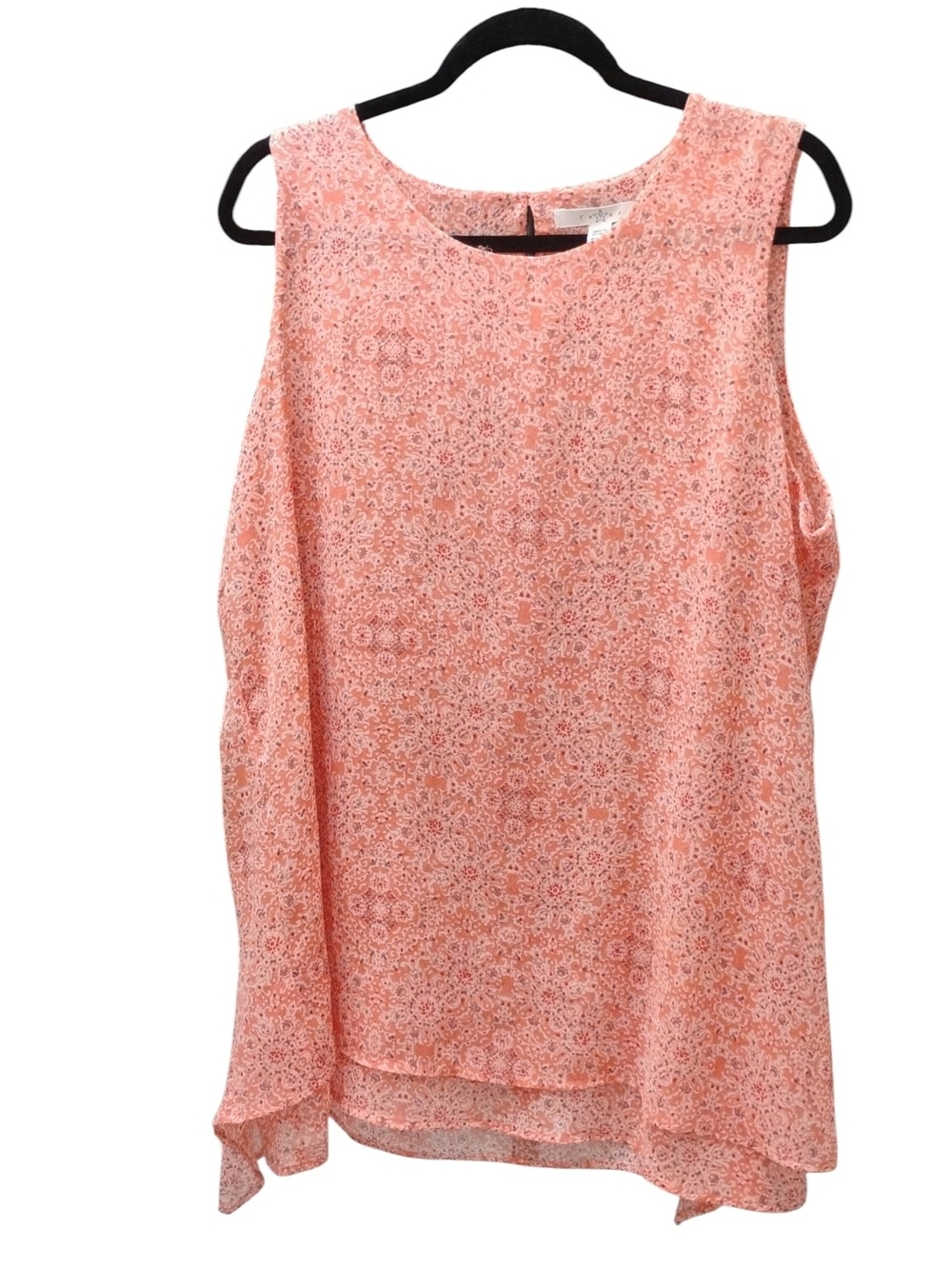 Fever Coral Pink, Orange Floral Sleeveless Blousee SZ XL